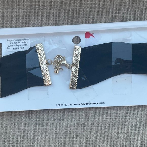 Nordstrom BP Women Choker Necklace Jewelry Black Net Wide Choker New - Picture 8 of 10